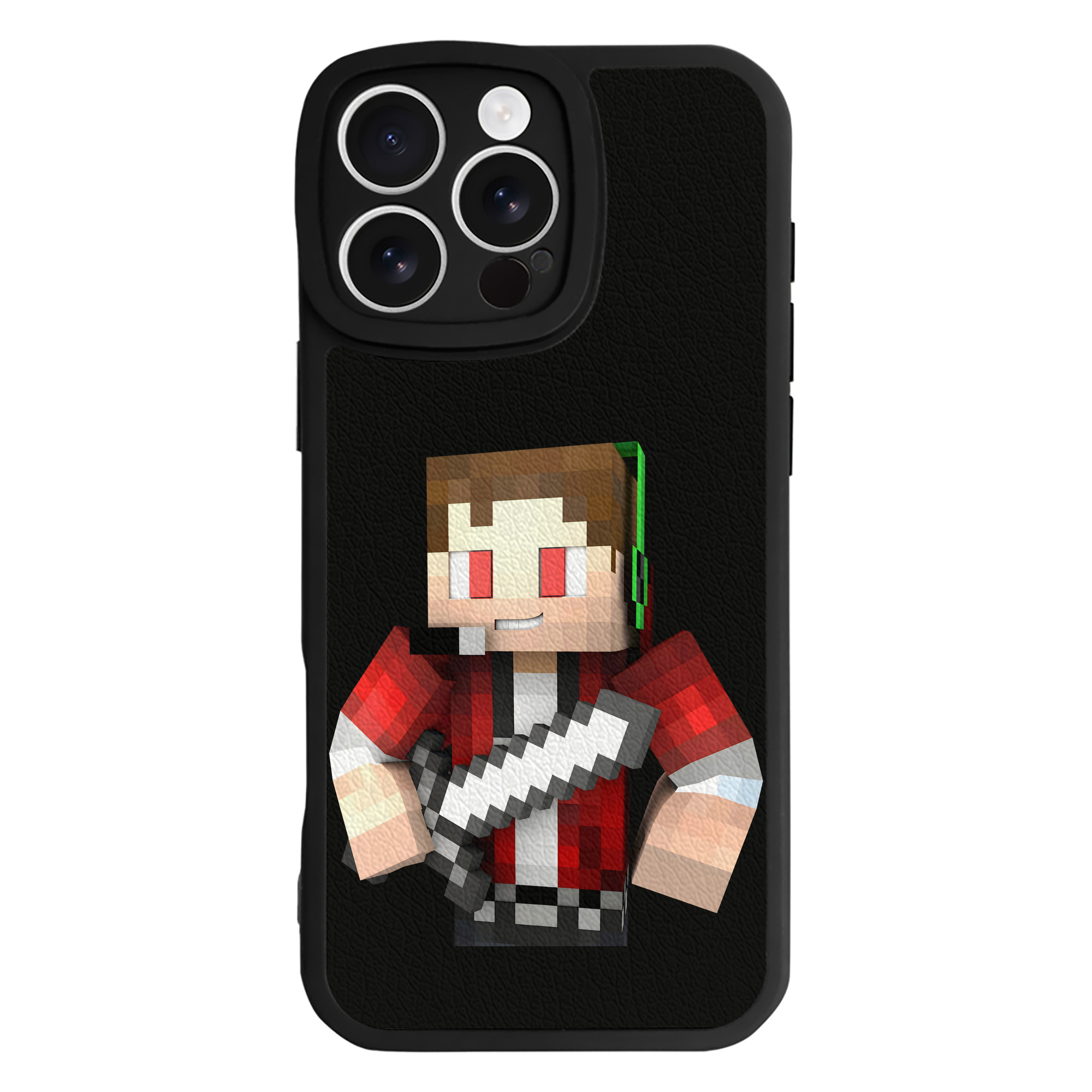 （画像用） マインクラフト ブロックの世界 Minecraft MC Block world 【iPhone 16シリーズ対応】シリコンスマホケース（レザー調） 材質：シリコン